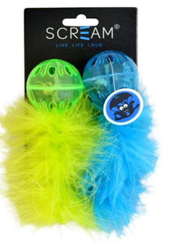 Scream Lattice Ball With Feather Toy - Green/blue