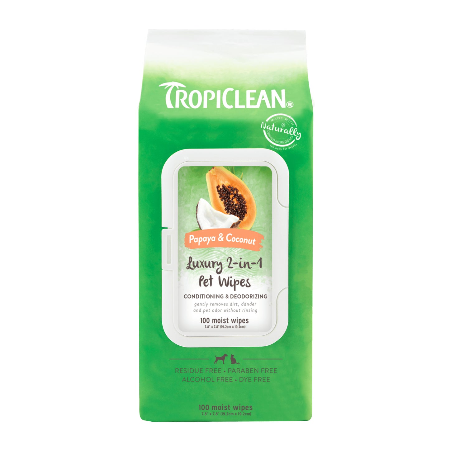 Tropiclean Luxury 2 In 1 Pet Wipes - Papaya And Coconut