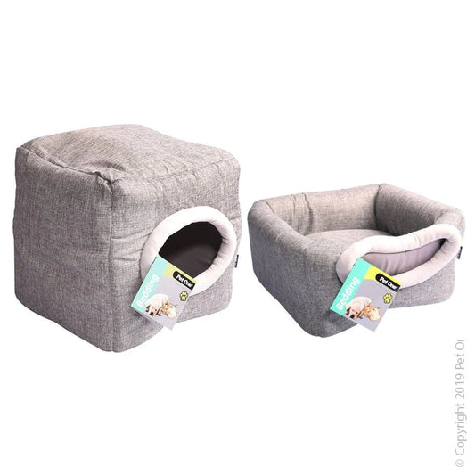 Pet One Cat Cubby Cube Linen Silver